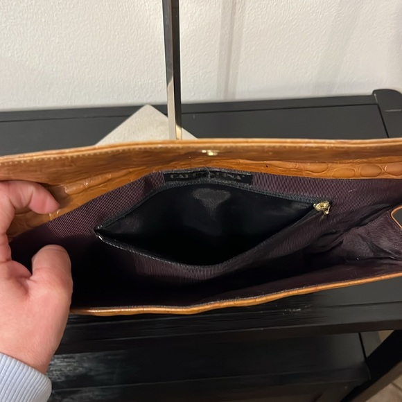 VINTAGE Carey Adina NYC 1987 Tan croc bag shoulder purse - Picture 7 of 7